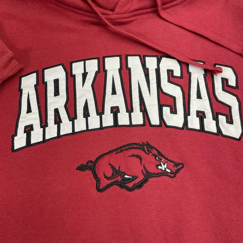Vtg Y2K Arkansas Razorbacks Hoodie Mens S‎ Red Sweatshirt Student NCAA Sweater